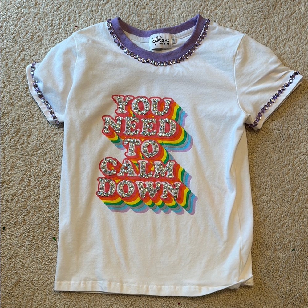 White Kids T-Shirt with Rainbow Print
